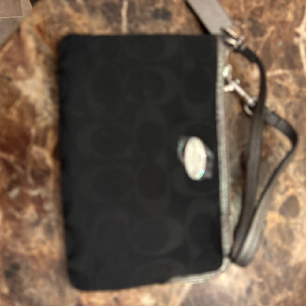 Coach Black Wristlet with Silver Accents